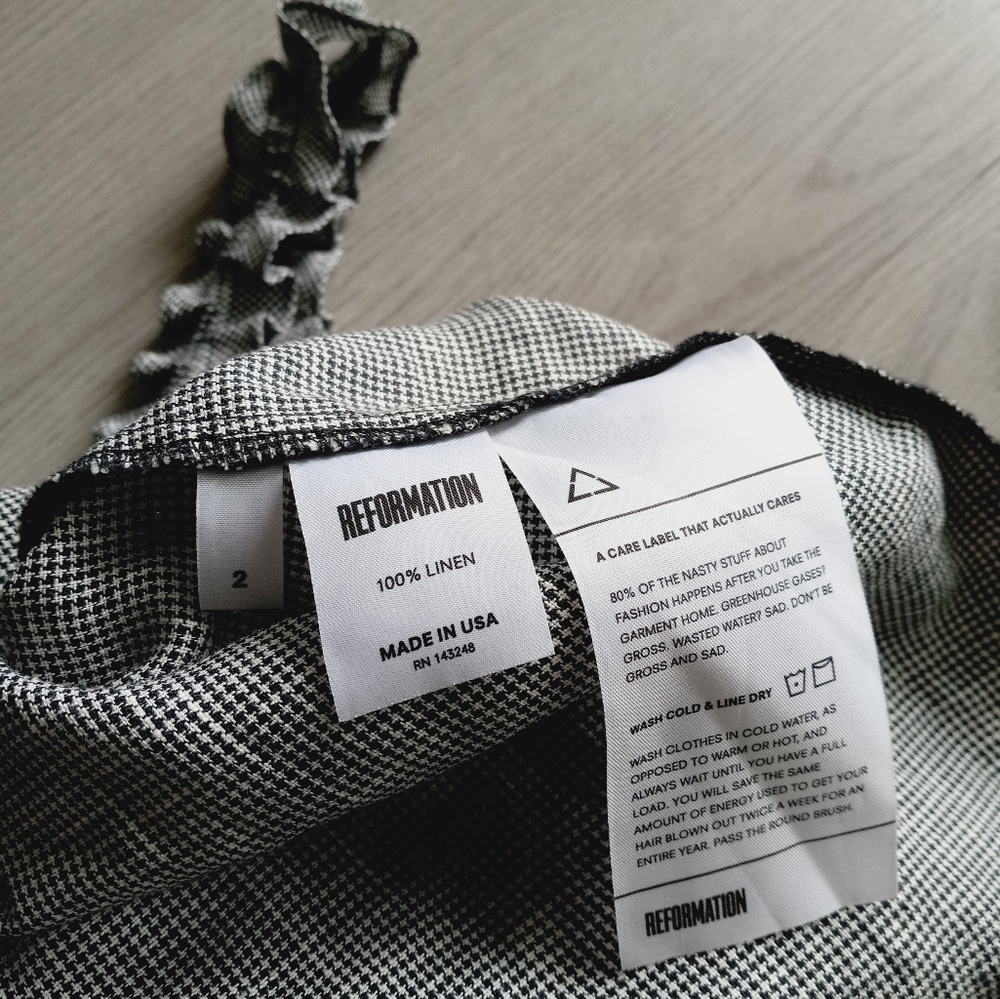 Reformation Lavender Linen Midi Dress In Boston Check - Picture 7 of 15